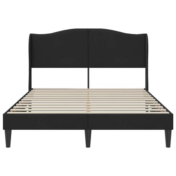 Grote foto vidaxl bedframe met hoofdeinde zwart 160 x 200 cm fluweel antiek en kunst stoelen en banken