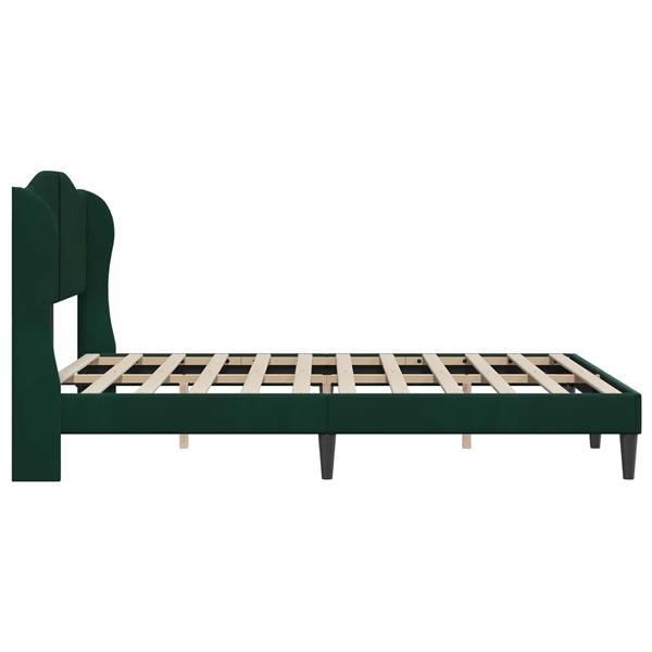 Grote foto vidaxl bedframe met hoofdeinde donkergroen 160 x 200 cm fluweel antiek en kunst stoelen en banken