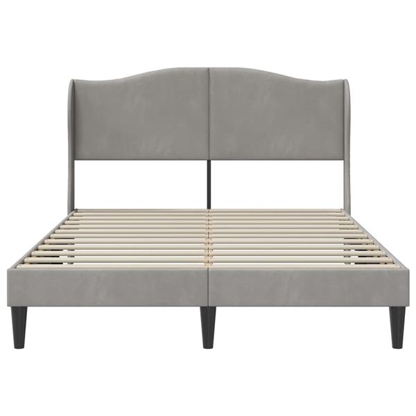 Grote foto vidaxl bedframe met hoofdeinde lichtgrijs 160 x 200 cm fluweel antiek en kunst stoelen en banken