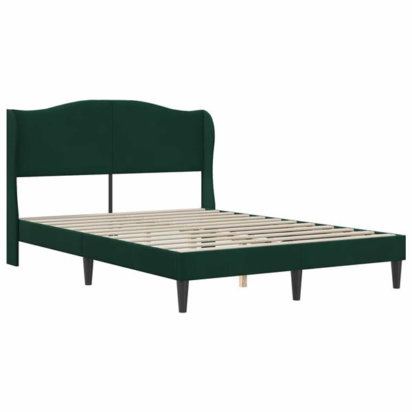 Grote foto vidaxl bedframe met hoofdeinde donkergroen 140 x 200 cm fluweel antiek en kunst stoelen en banken