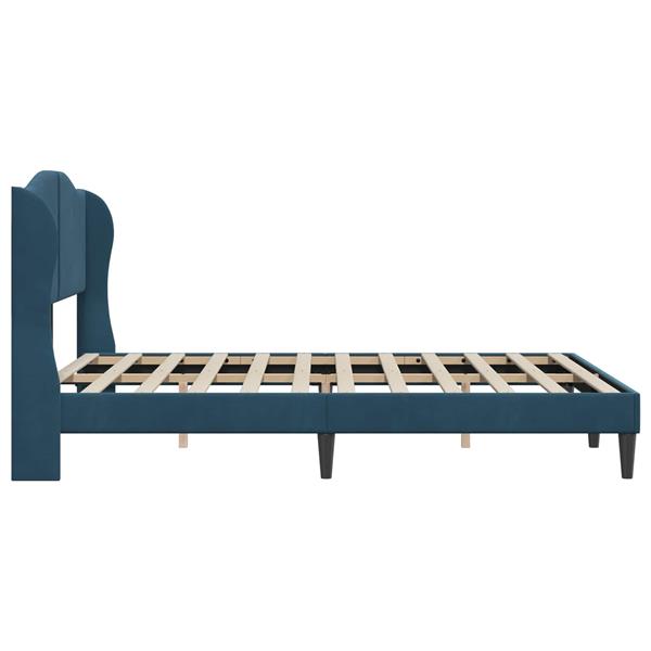 Grote foto vidaxl bedframe met hoofdeinde blauw 120 x 200 cm fluweel antiek en kunst stoelen en banken