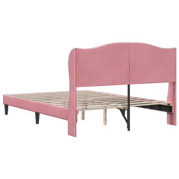 Grote foto vidaxl bedframe met hoofdeinde roze 120 x 200 cm fluweel antiek en kunst stoelen en banken