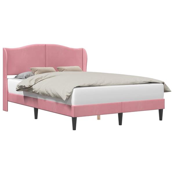 Grote foto vidaxl bedframe met hoofdeinde roze 120 x 190 cm fluweel antiek en kunst stoelen en banken