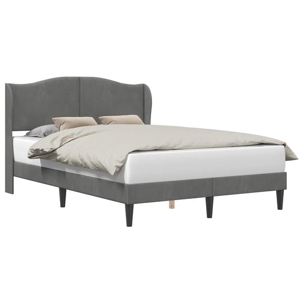 Grote foto vidaxl bedframe met hoofdeinde donkergrijs 120 x 190 cm fluweel antiek en kunst stoelen en banken