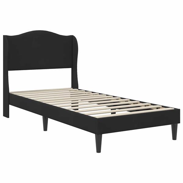 Grote foto vidaxl bedframe met hoofdeinde zwart 100 x 200 cm fluweel antiek en kunst stoelen en banken