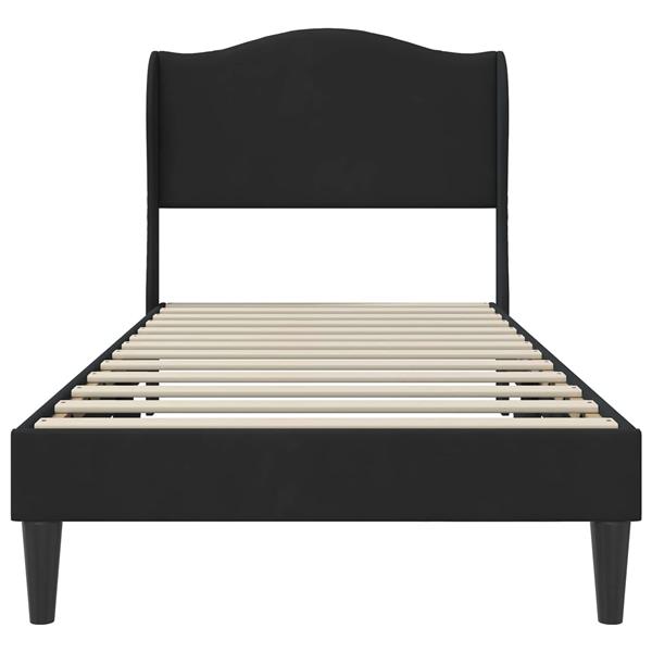Grote foto vidaxl bedframe met hoofdeinde zwart 90 x 200 cm fluweel antiek en kunst stoelen en banken