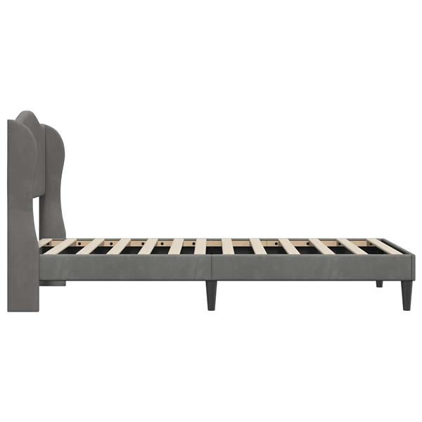 Grote foto vidaxl bedframe met hoofdeinde donkergrijs 90 x 200 cm fluweel antiek en kunst stoelen en banken