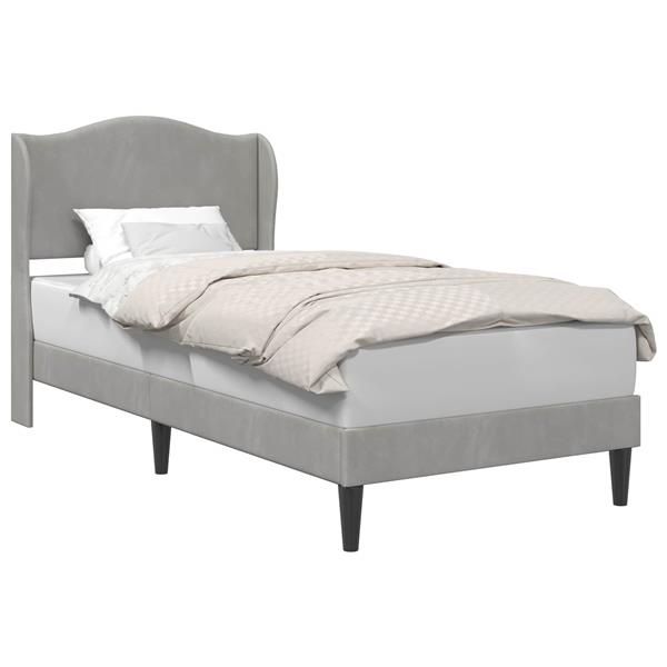 Grote foto vidaxl bedframe met hoofdeinde lichtgrijs 90 x 200 cm fluweel antiek en kunst stoelen en banken