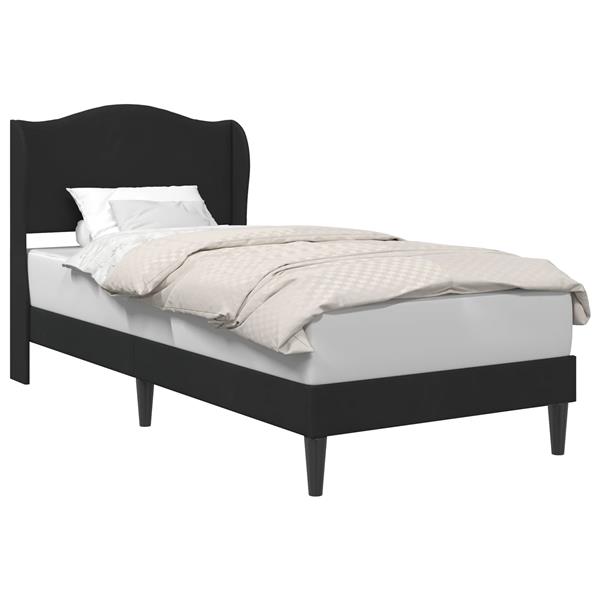 Grote foto vidaxl bedframe met hoofdeinde zwart 90 x 190 cm fluweel antiek en kunst stoelen en banken