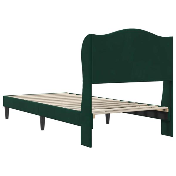 Grote foto vidaxl bedframe met hoofdeinde donkergroen 90 x 190 cm fluweel antiek en kunst stoelen en banken