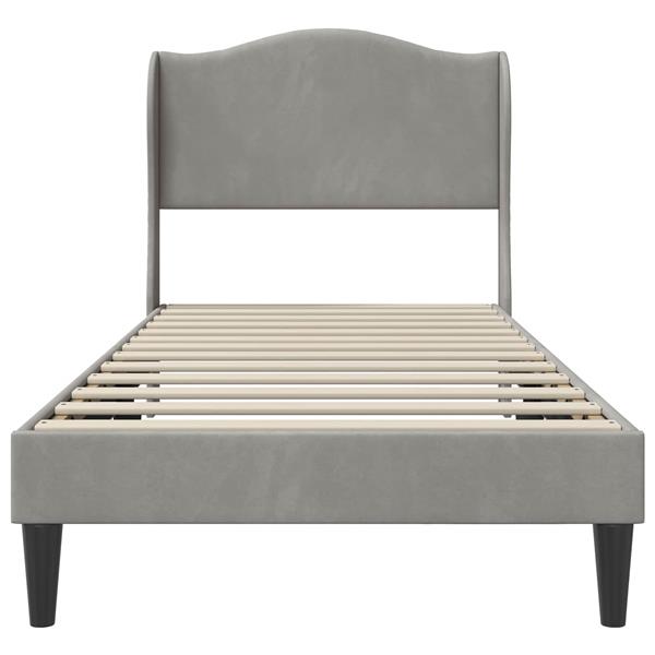 Grote foto vidaxl bedframe met hoofdeinde lichtgrijs 90 x 190 cm fluweel antiek en kunst stoelen en banken