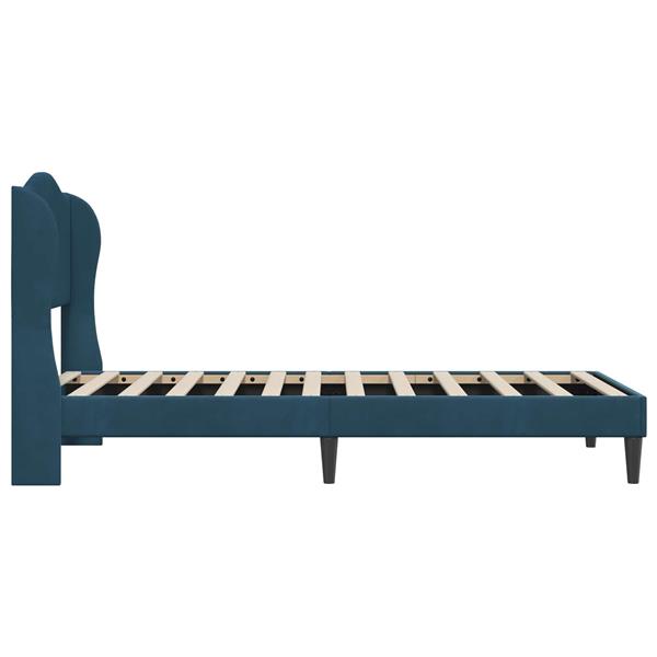 Grote foto vidaxl bedframe met hoofdeinde blauw 80 x 200 cm fluweel antiek en kunst stoelen en banken