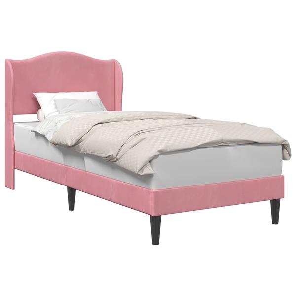 Grote foto vidaxl bedframe met hoofdeinde roze 80 x 200 cm fluweel antiek en kunst stoelen en banken