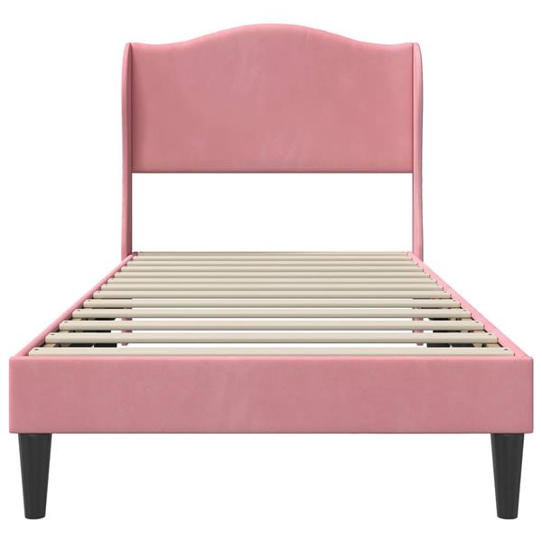 Grote foto vidaxl bedframe met hoofdeinde roze 80 x 200 cm fluweel antiek en kunst stoelen en banken