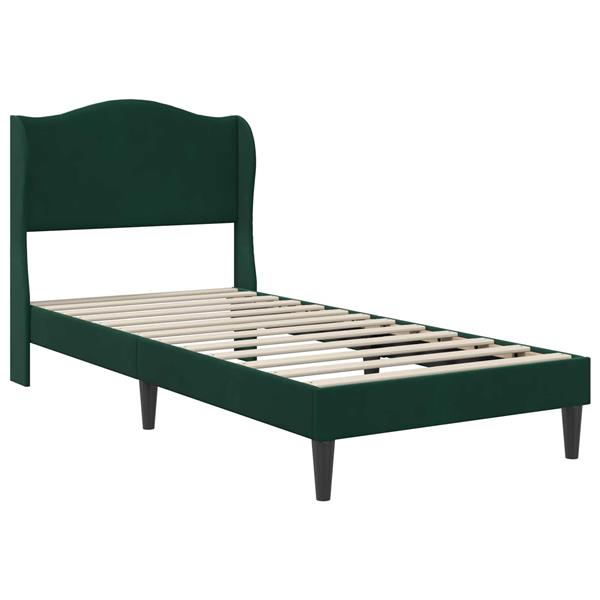 Grote foto vidaxl bedframe met hoofdeinde donkergroen 80 x 200 cm fluweel antiek en kunst stoelen en banken