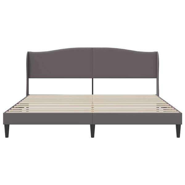 Grote foto vidaxl bedframe met hoofdeinde grijs 200 x 200 cm kunstleer antiek en kunst stoelen en banken