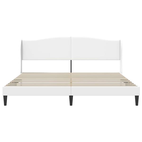 Grote foto vidaxl bedframe met hoofdeinde wit 180 x 200 cm kunstleer antiek en kunst stoelen en banken