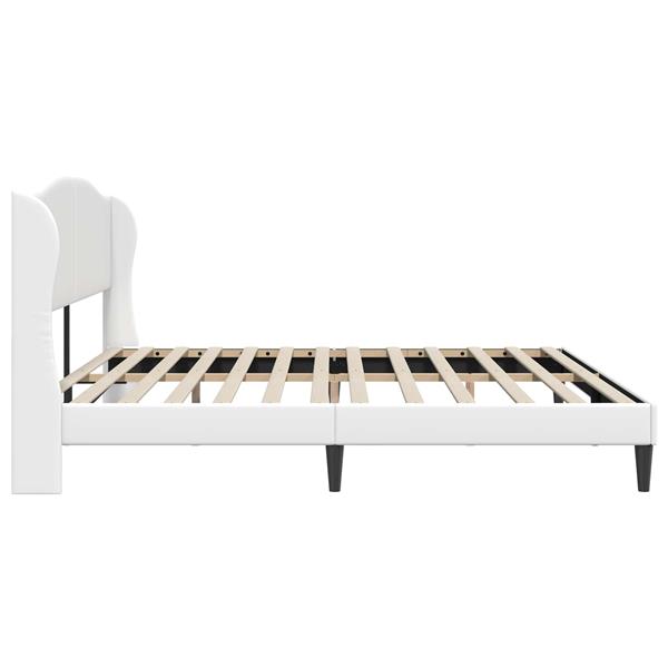 Grote foto vidaxl bedframe met hoofdeinde wit 180 x 200 cm kunstleer antiek en kunst stoelen en banken