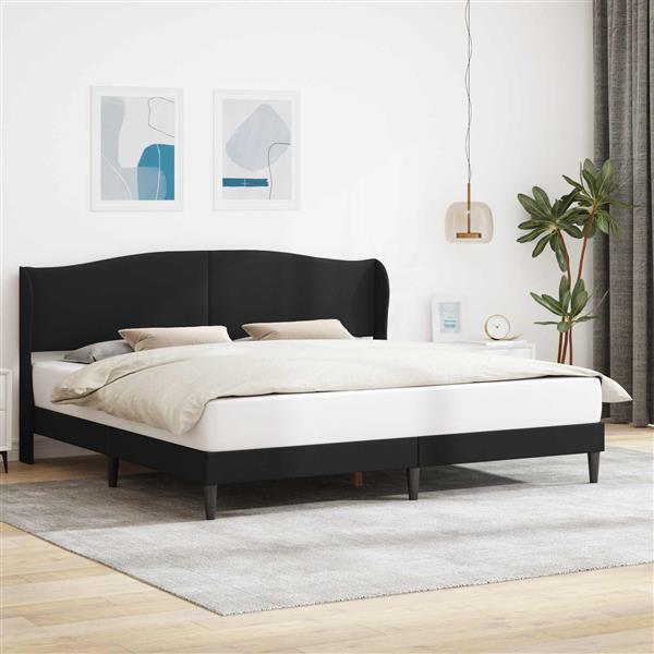Grote foto vidaxl bedframe met hoofdeinde zwart 180 x 200 cm kunstleer antiek en kunst stoelen en banken