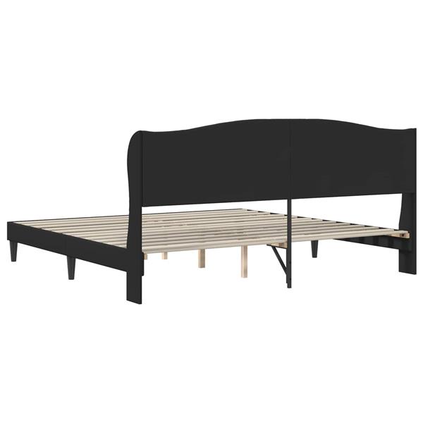 Grote foto vidaxl bedframe met hoofdeinde zwart 180 x 200 cm kunstleer antiek en kunst stoelen en banken