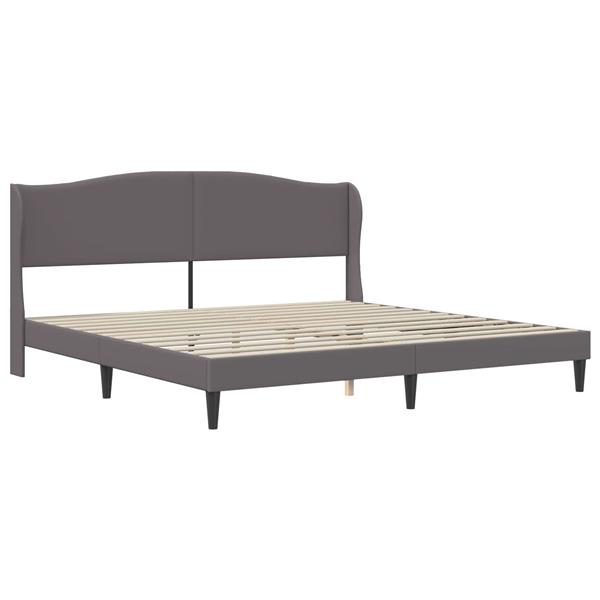 Grote foto vidaxl bedframe met hoofdeinde grijs 180 x 200 cm kunstleer antiek en kunst stoelen en banken