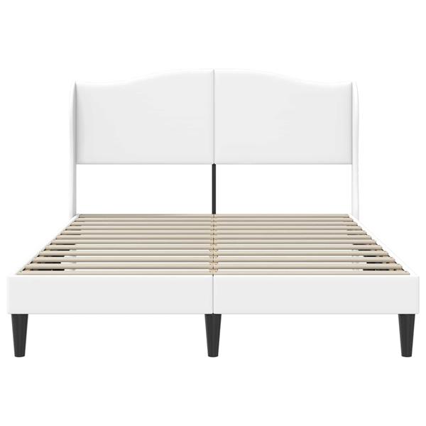 Grote foto vidaxl bedframe met hoofdeinde wit 140 x 200 cm kunstleer antiek en kunst stoelen en banken
