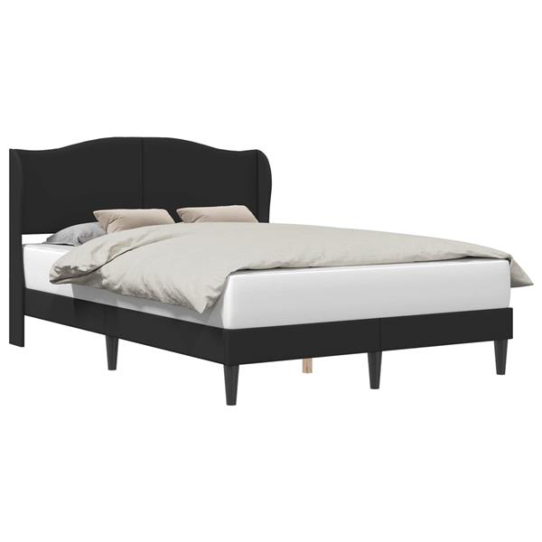 Grote foto vidaxl bedframe met hoofdeinde zwart 140 x 200 cm kunstleer antiek en kunst stoelen en banken