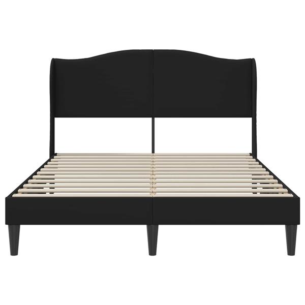 Grote foto vidaxl bedframe met hoofdeinde zwart 140 x 200 cm kunstleer antiek en kunst stoelen en banken