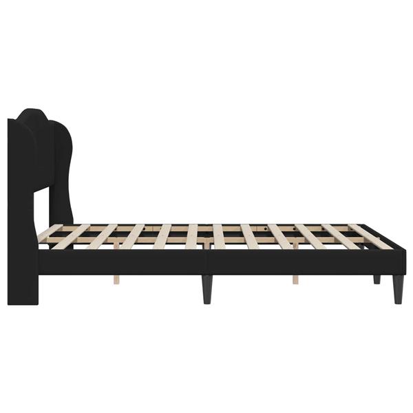 Grote foto vidaxl bedframe met hoofdeinde zwart 140 x 200 cm kunstleer antiek en kunst stoelen en banken