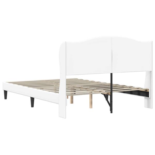 Grote foto vidaxl bedframe met hoofdeinde wit 120 x 200 cm kunstleer antiek en kunst stoelen en banken