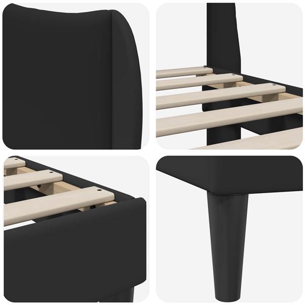 Grote foto vidaxl bedframe met hoofdeinde zwart 120 x 200 cm kunstleer antiek en kunst stoelen en banken
