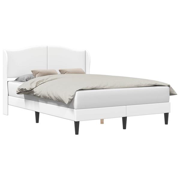 Grote foto vidaxl bedframe met hoofdeinde wit 120 x 190 cm kunstleer antiek en kunst stoelen en banken