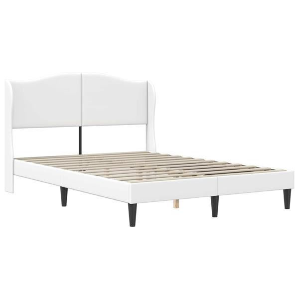 Grote foto vidaxl bedframe met hoofdeinde wit 120 x 190 cm kunstleer antiek en kunst stoelen en banken