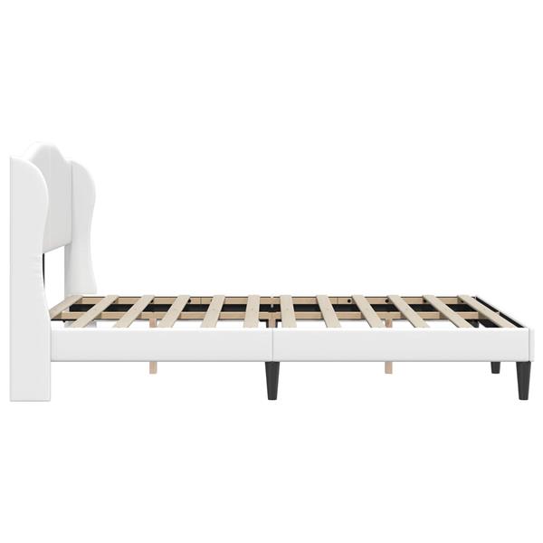 Grote foto vidaxl bedframe met hoofdeinde wit 120 x 190 cm kunstleer antiek en kunst stoelen en banken