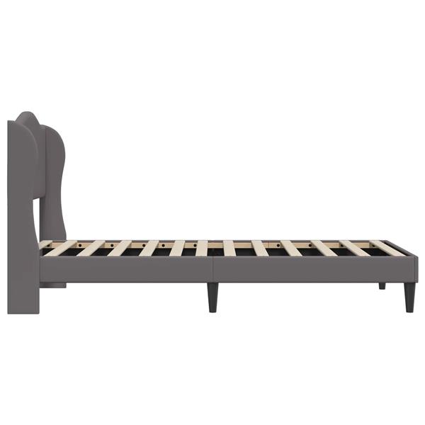 Grote foto vidaxl bedframe met hoofdeinde grijs 90 x 200 cm kunstleer antiek en kunst stoelen en banken