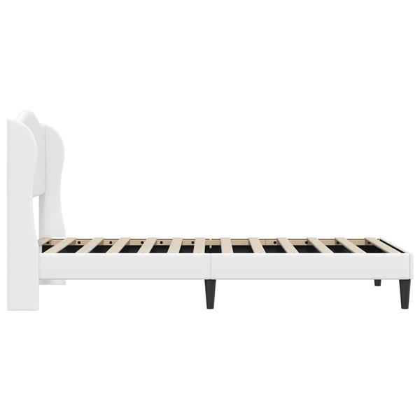 Grote foto vidaxl bedframe met hoofdeinde wit 90 x 190 cm kunstleer antiek en kunst stoelen en banken
