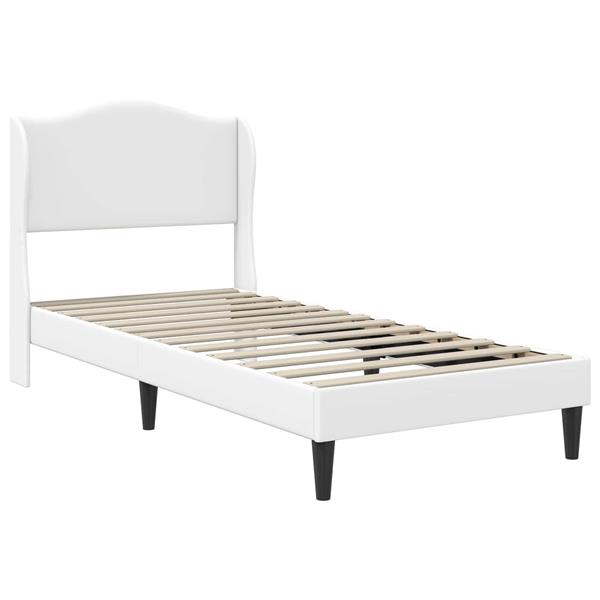 Grote foto vidaxl bedframe met hoofdeinde wit 80 x 200 cm kunstleer antiek en kunst stoelen en banken