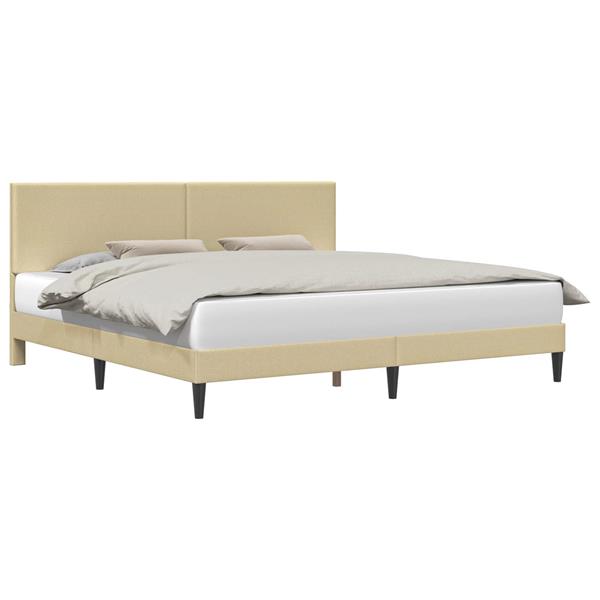 Grote foto vidaxl bedframe lichtgroen grijs 200 x 200 cm katoen stof antiek en kunst stoelen en banken