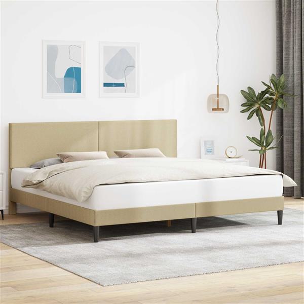 Grote foto vidaxl bedframe lichtgroen grijs 200 x 200 cm katoen stof antiek en kunst stoelen en banken