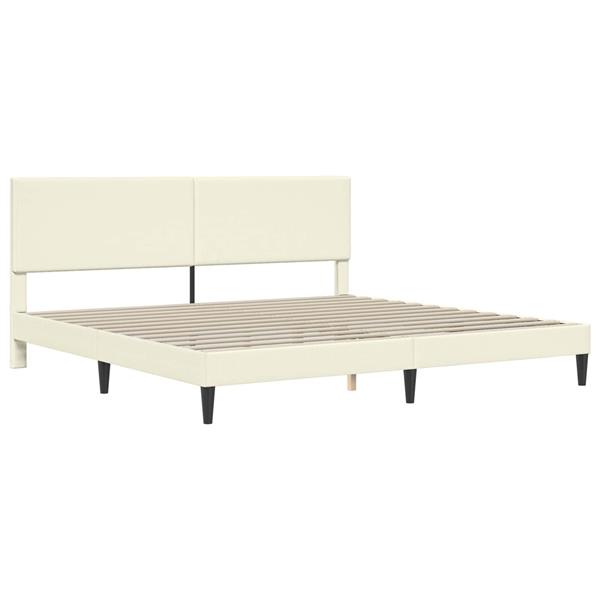 Grote foto vidaxl bedframe met hoofdeinde cr mekleurig 200 x 200 cm katoen stof antiek en kunst stoelen en banken