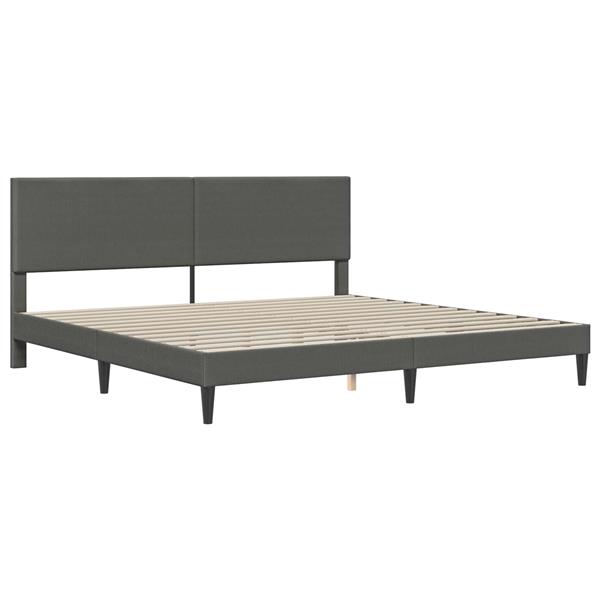 Grote foto vidaxl bedframe met hoofdeinde donkergrijs 200 x 200 cm katoen stof antiek en kunst stoelen en banken
