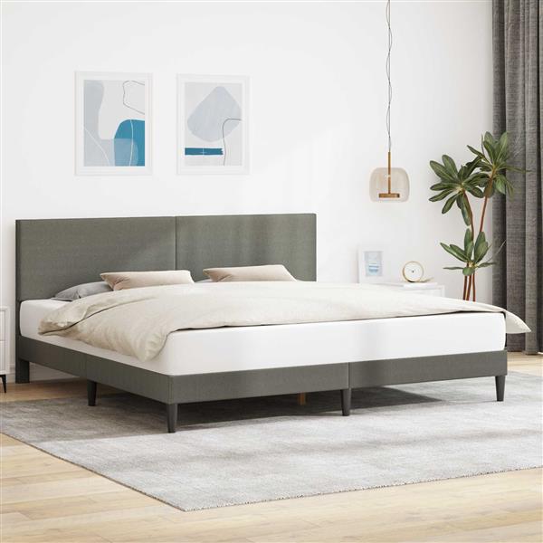 Grote foto vidaxl bedframe met hoofdeinde lichtgrijs 200 x 200 cm katoen stof antiek en kunst stoelen en banken