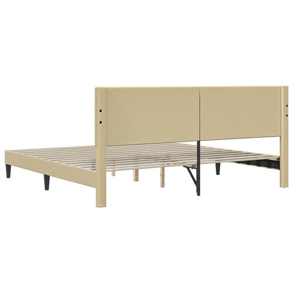 Grote foto vidaxl bedframe lichtgroen grijs 180 x 200 cm katoen stof antiek en kunst stoelen en banken