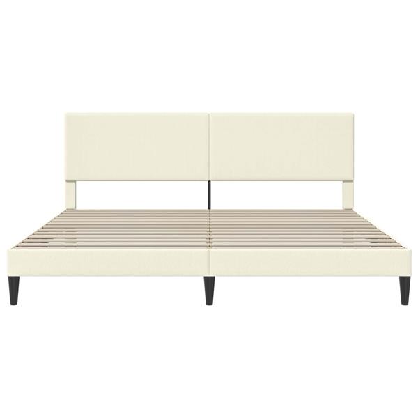 Grote foto vidaxl bedframe met hoofdeinde cr mekleurig 180 x 200 cm katoen stof antiek en kunst stoelen en banken