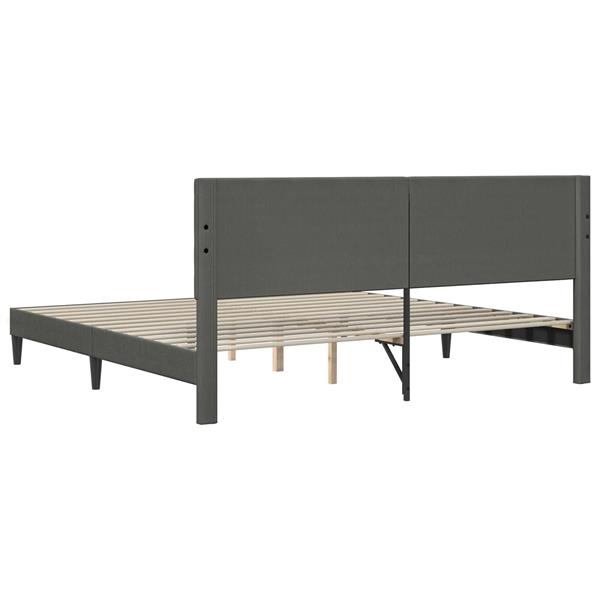 Grote foto vidaxl bedframe met hoofdeinde donkergrijs 180 x 200 cm katoen stof antiek en kunst stoelen en banken