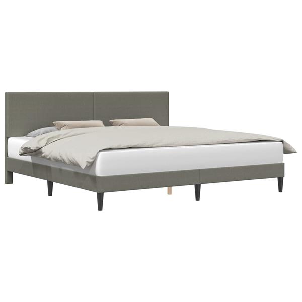 Grote foto vidaxl bedframe met hoofdeinde lichtgrijs 180 x 200 cm katoen stof antiek en kunst stoelen en banken