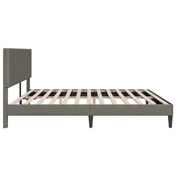 Grote foto vidaxl bedframe met hoofdeinde lichtgrijs 180 x 200 cm katoen stof antiek en kunst stoelen en banken