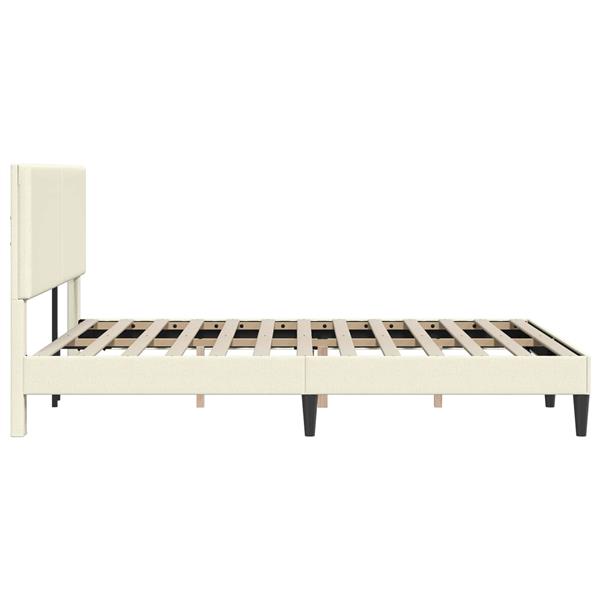 Grote foto vidaxl bedframe met hoofdeinde cr mekleurig 160 x 200 cm katoen stof antiek en kunst stoelen en banken