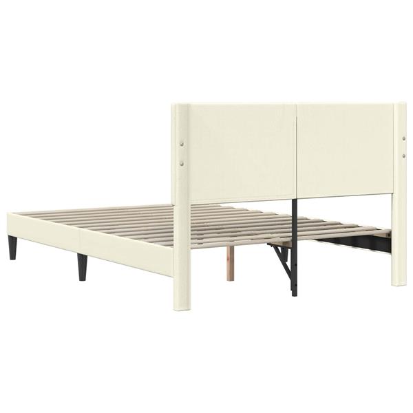Grote foto vidaxl bedframe met hoofdeinde cr mekleurig 160 x 200 cm katoen stof antiek en kunst stoelen en banken