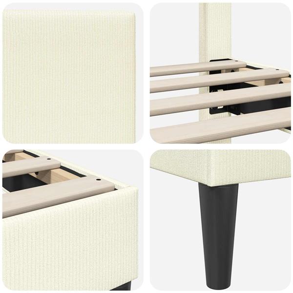 Grote foto vidaxl bedframe met hoofdeinde cr mekleurig 160 x 200 cm katoen stof antiek en kunst stoelen en banken